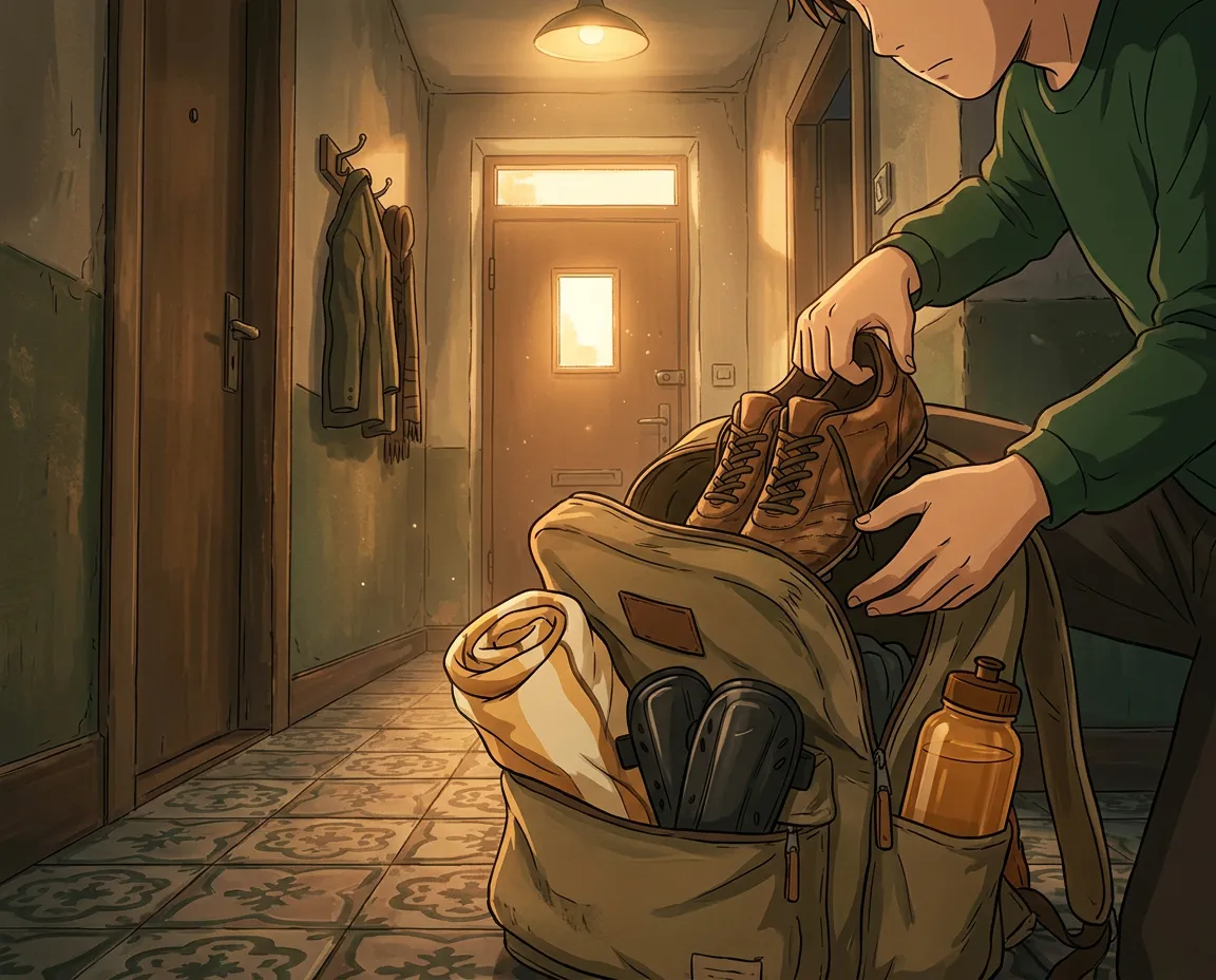 Packing boots into a bag